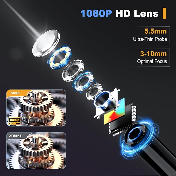 Endoscope Camera with Light: 4.3" 1080P HD Inspection Borescope Camera for Sewer - 16.4ft Waterproof Industrial Endoscope - Flexible Snake Bore Scope for Plumbing Automotive - Image 2
