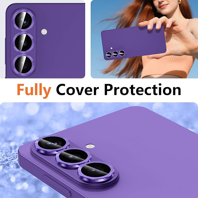 for Samsung Galaxy S26 Camera Lens Protector, Individual Metal Ring Tempered Glass Lens Cover, [Strong Adsorption] Scratch Resistant Ultra-Thin HD Clear Lens Cover, 1 Set-Purple - Image 8