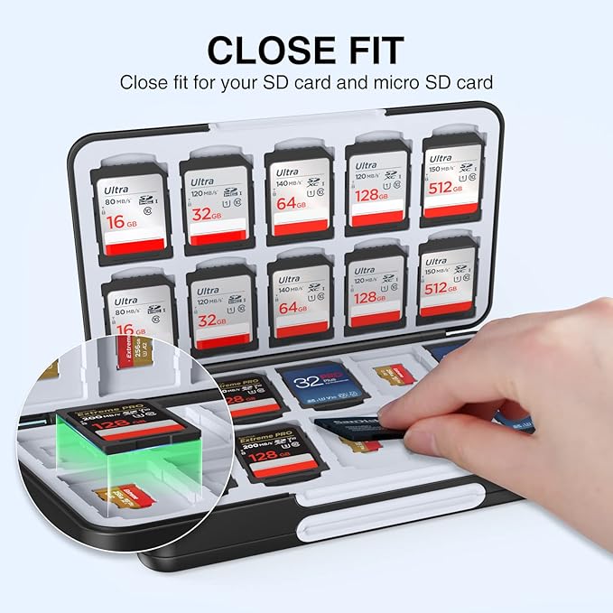 HEIYING SD Card Holder with 80 Precise Slots for SDXC SDHC Micro SD Cards | Portable Game Cards Case, Hard ABS Shell with Soft Silicone Lining, Precise Card Slots,Magnetic Closure for Easy Access - Image 3