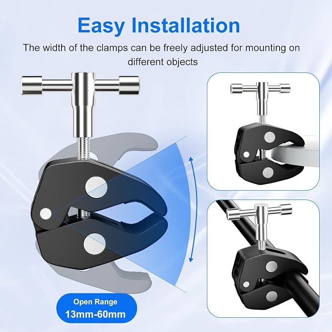 EMART 22" Magic Arm Camera Mount with Super Clamp,Camera Mounts & Clamps | Friction Adjustable Camera Mount with 1/4" Screw 1/4"&3/8" Thread Cold Shoe for Photography/Video/Webcam/Flash/Monitor/DJI - Image 5