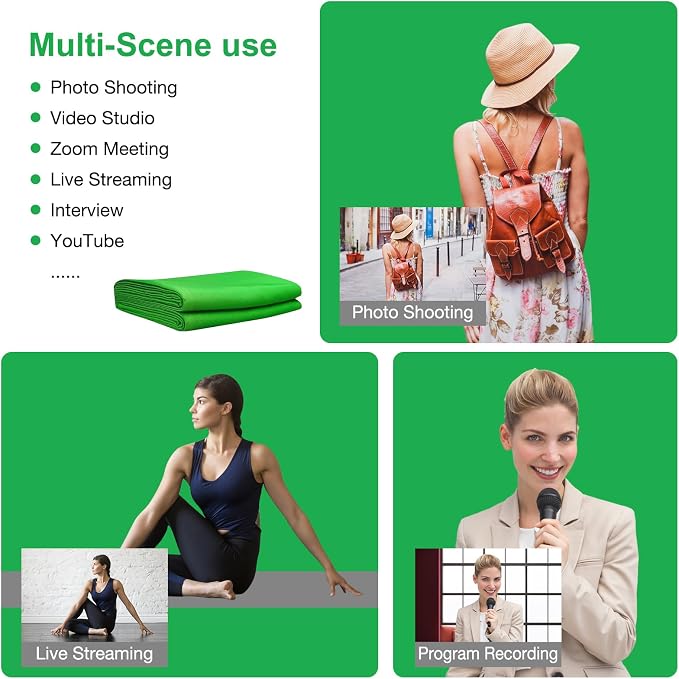 Aimosen 10x10FT Green Screen Backdrop for Photography, Large Background for Zoom Meetings, High Density Polyester Fabric Chromakey Backdrop Curtain for Video Photoshoot Studio Gaming - Image 6