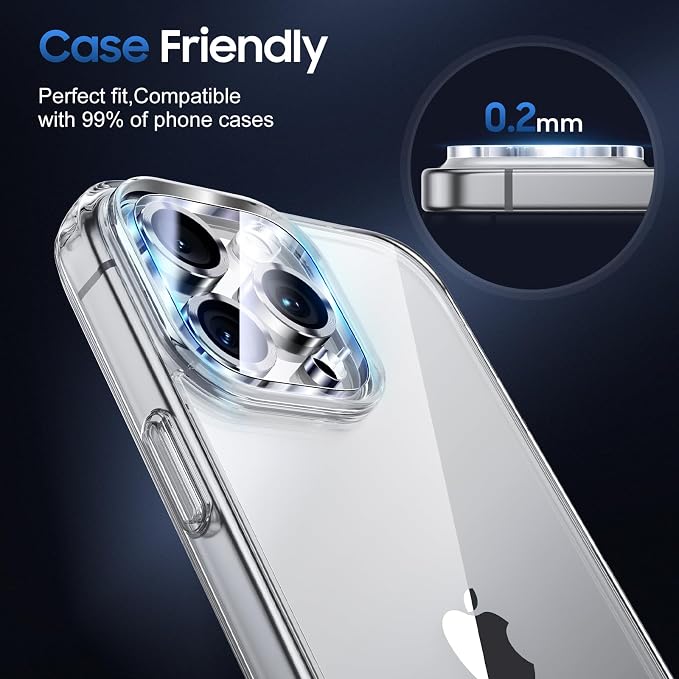 UniqueMe for 3 Pack iPhone 16 Pro/16 Pro Max Camera Lens Protector -Silver | Drop Protection, Case Friendly, 9H Tempered Glass, Camera Cover Screen, Update New Version - Image 6