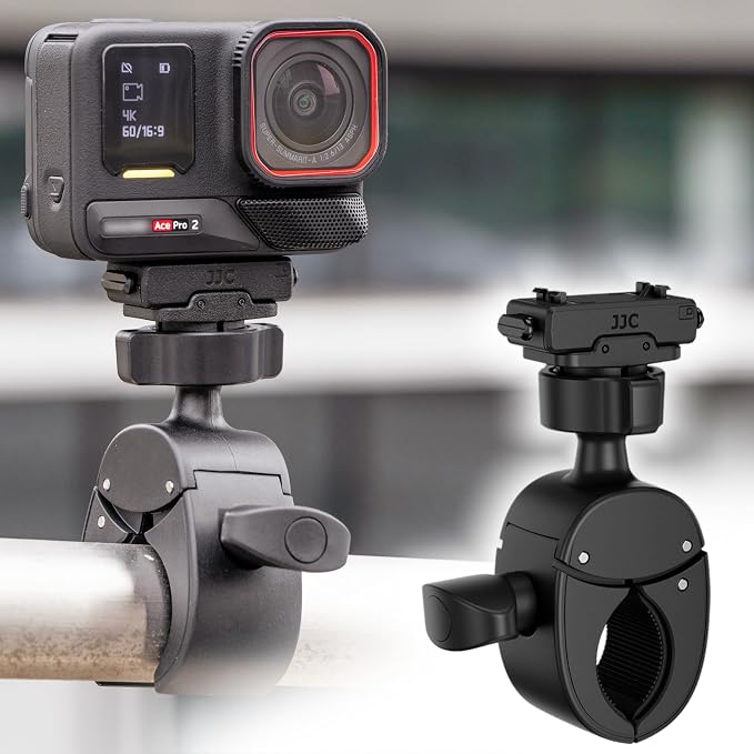 JJC Magnetic Bike Pole Mount for Insta360 Ace Pro 2,with Ball Head | Handlebar Bike Pole Mount Motorcycle Clamp Mount,Lightweight ABS Crab Clamp for Round Pipe Tube Desk by JJC