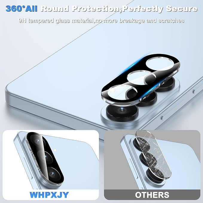 WHPXJY 2026 New Upgrade for 3 pack Samsung Galaxy S26 Camera Lens Protector-Tempered Glass Cover, 9H+ Shatterproof/Anti-scratch/Maintains Original Clarity/Easy to Install - Image 2