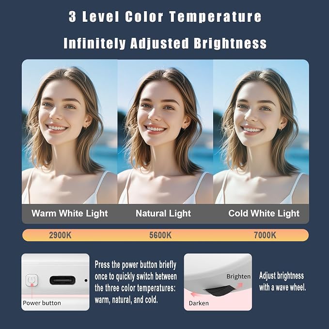 Magnetic Selfie Light, Phone Light Compatible with MagSafe iPhone & Android, Portable LED Fill Ring Light for Selfies/Photography/Video Recording/TikTok/Vlog/Zoom Calls/Conference/Makeup(White) - Image 2