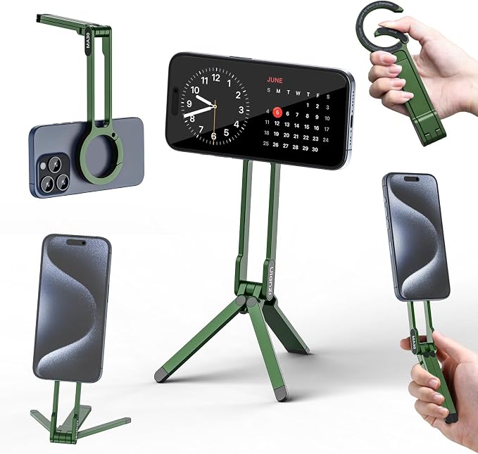 ULANZI MA30 Magnetic Phone Tripod Stand for iPhone - Aluminium Maglock Smartphone Mini Tripod Pocket Cell Phone Stand Strong Magnet Quick Mount Compatible with iPhone 17 16 15 14 13 12 Series, Green by ulanzi