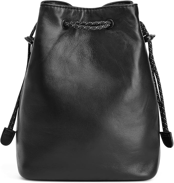 S-ZONESoft Leather Camera Insert Bag Drawstring Camera Pouch DSLR Lens Case | Top Grain Lambskin Leather, Drawstring Closure, Dust-proof, Scratch-resistant, Compatible with Canon Nikon Sony by S-ZONE