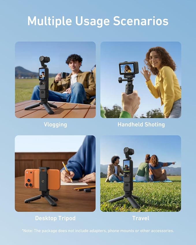 TELESIN One-Touch Deploy Mini Tripod for DJI Osmo Pocket 3 4 4P &Luna Ultra | Reinforced Desktop Stand&Grip with 1/4"Screw for Insta360 Luna Ultra X5/DJI Action 6 5pro Nano/GoPro/Camera/Phone Accessories - Image 9