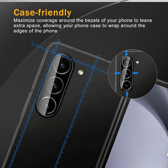 3 Pack Camera Lens Protector for Samsung Galaxy Z Fold 5 | Tempered Glass,Anti-Fingerprint,9H Hardness,Scratch Resistant,Easy to Install,Bubble Free,HD Clarity - Image 3