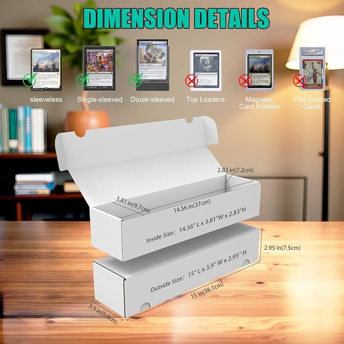 Card Box for Trading Cards,14 Inch Laminated Card Storage Box with Dividers | Card Dividers, 14 Inch, 15 Count, For Standard Card, Efficient Organization, Stackable - Image 9