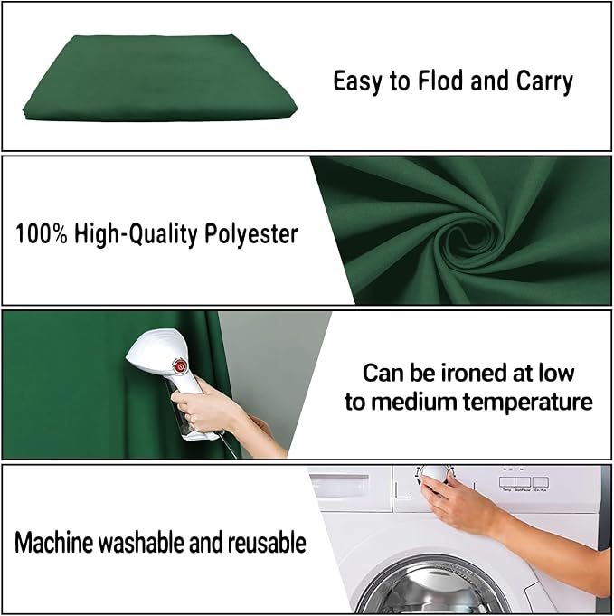 Dark Green Photography Backdrop for Photoshoot, Fabric 5x7ft | Polyester Studio Photo Backgrounds, Non Reflective, Easy to Hang, for Portrait Shoot, Product, Party Decor, Video Creation - Image 7