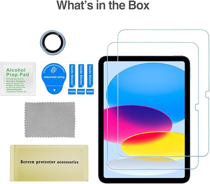 ProCase 2 Pcs Screen Protector for iPad A16 10th with Camera Lens Protector | Tempered Glass for 11" iPad 2025 11th & 10.9 10th Generation -Blue - Image 9