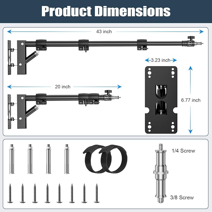 Anautin Ring Light Mount - Wall Mount Triangle Boom Arm.43inch/110cm - Image 3