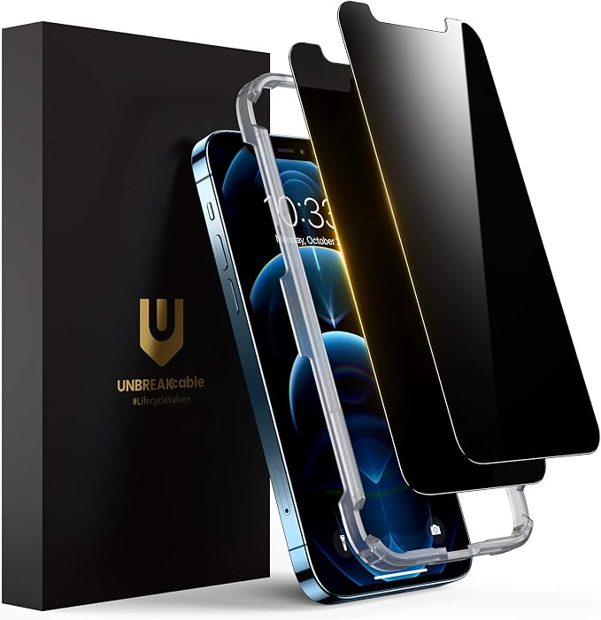 UNBREAKcable Privacy Screen Protector for iPhone 12/12 Pro, 2-Pack | True 28° Anti-Spy, Shatterproof Tempered Glass, 9H Hardness, Easy Install, Bubble-Free, Anti-Scratch, Case Friendly - Image 9