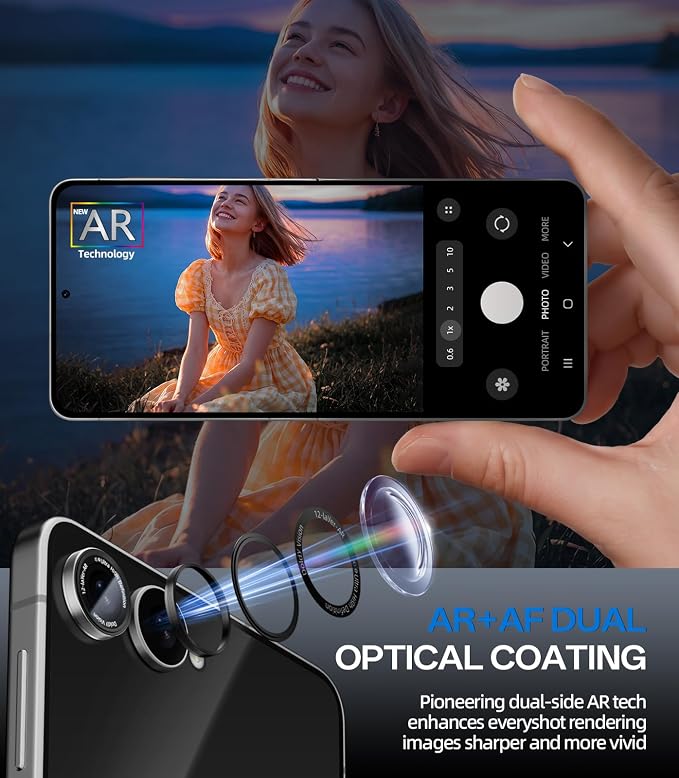 HelloDeere for Samsung Galaxy Z Flip 8 Camera Lens Protector, Military-Grade 9H+ Tempered Glass with AR Optical Tech HD Anti-Glare Anti-Scratch Metal Individual Ring Easy Install Case Friendly, Silver - Image 4
