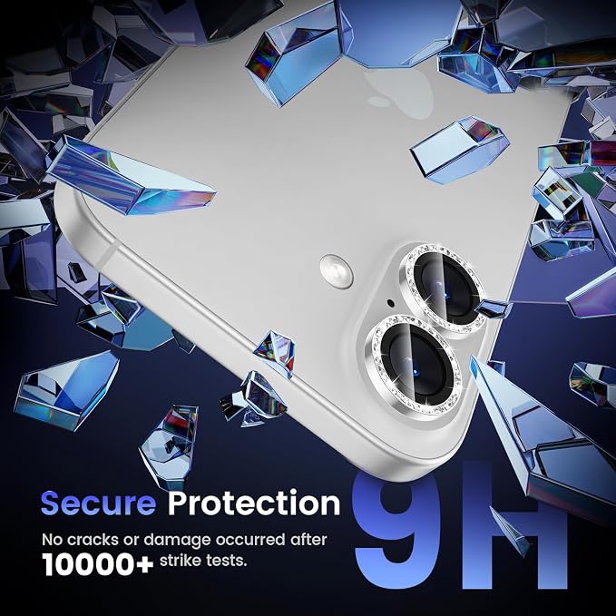 Tensea for iPhone 16/16 Plus Camera Lens Protector Bling, Camera Cover | 9H Tempered Glass Camera Screen Protector, Metal Individual Ring for iPhone16 6.1inch/ 16Plus 6.7inch, HD Clear, Easy Install - Image 5