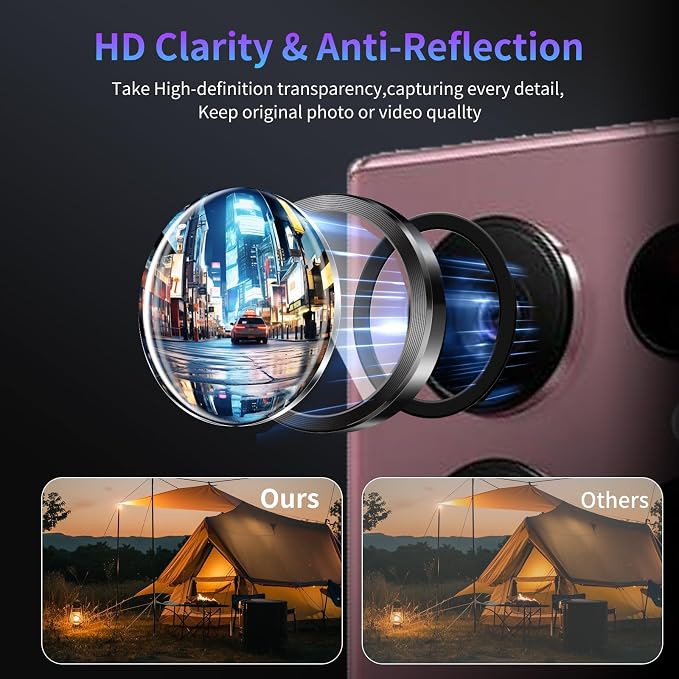 Camera Lens Protector for Samsung Galaxy S22 Ultra,1 Pack | Tempered Metal Glass Camera Cover Film,HD Clear,Anti-Scratch Lens Screen Protector Film,Case Friendly,Black Titanium - Image 3
