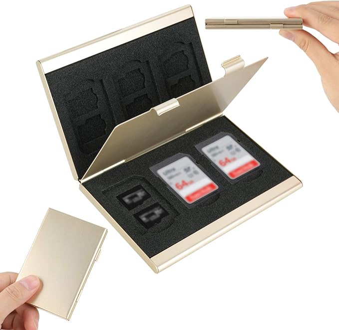 SD Card Holder, SD Card Case,LAVILI CF Memory Card Holder Case Aluminum | Alloy Hard Shell, Double-Layer Capacity for 6SD Cards and 12 TF Cards - Image 7