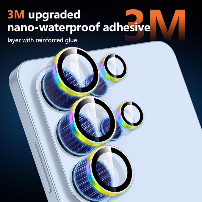 for Samsung Galaxy S26 Ultra Camera Lens Protector, Individual Metal Ring Tempered Glass Lens Cover, [Strong Adsorption] Scratch Resistant Ultra-Thin HD Clear Lens Cover, 1 Set-Colorful Ring - Image 4