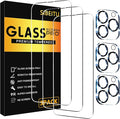 SIBEITU Screen Protector for iPhone 15 Pro Max 6.7 Inch Tempered Glass | 3 Pack Screen + 3 Pack Camera Lens Protector, HD Clear 9H Hardness, Scratch Resistant, Sensor Protection, Case Friendly by SIBEITU