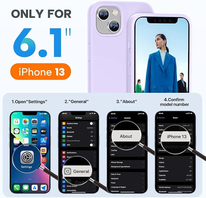 miracase Designed for iPhone 13 Case, [Soft Anti-Scratch Microfiber Lining], Shockproof Liquid Silicone Rubber Phone Case Cover for 13 6.1 inch, Light Purple | Soft Anti-Scratch Microfiber Lining, Premium Silicone Cover Shockproof Drop Protection Phone... - Image 6