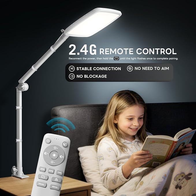 NiceVeedi 14" Soft Key Light, Dimmable Desk Ring Light with Clamp, 2700K-6500K/CRI97+/Flexible Arm/2.4G Remote, Streaming Light for Podcast/Home Office/YouTube/TikTok/Makeup/Video Calls - Image 8