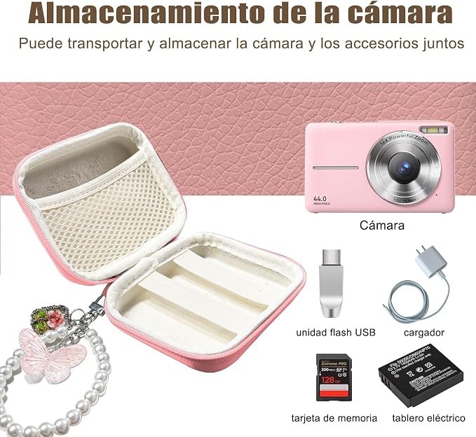 STARGAZ Digital Camera Case,suitable for camera case small such as CAMKORY/KODAK PIXPRO FZ45/FZ55/Canon PowerShot ELPH/HS,Leica,etc.Compact digital camera bag, can also store such as SD cards(Pink) - Image 2