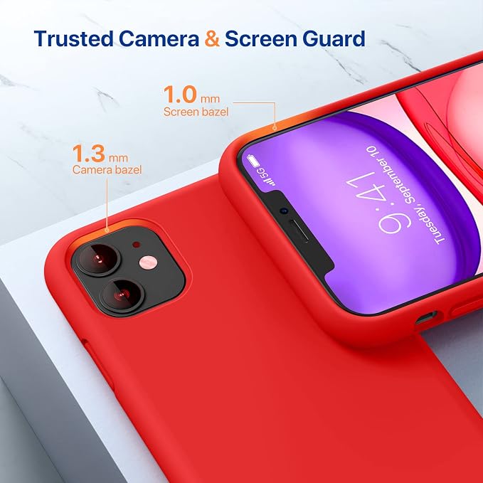 Miracase Silicone for iPhone 11 Phone Case, Red | Soft Anti-Scratch Microfiber Lining, Premium Silicone Cover Shockproof Drop Protection Phone Case for 11 - Image 5