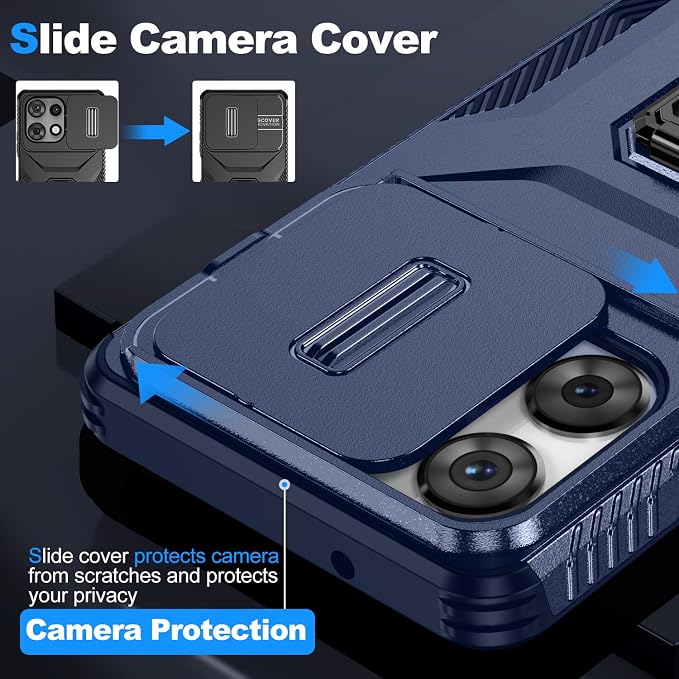 for Moto G Play 5G 2025 Case with Sliding Camera Lens Cover,HD Screen Protector,360° Rotating Ring Kickstand,AYMECL Military-Grade Shockproof Protective Cover for Motorola G Power 2025,Blue - Image 3