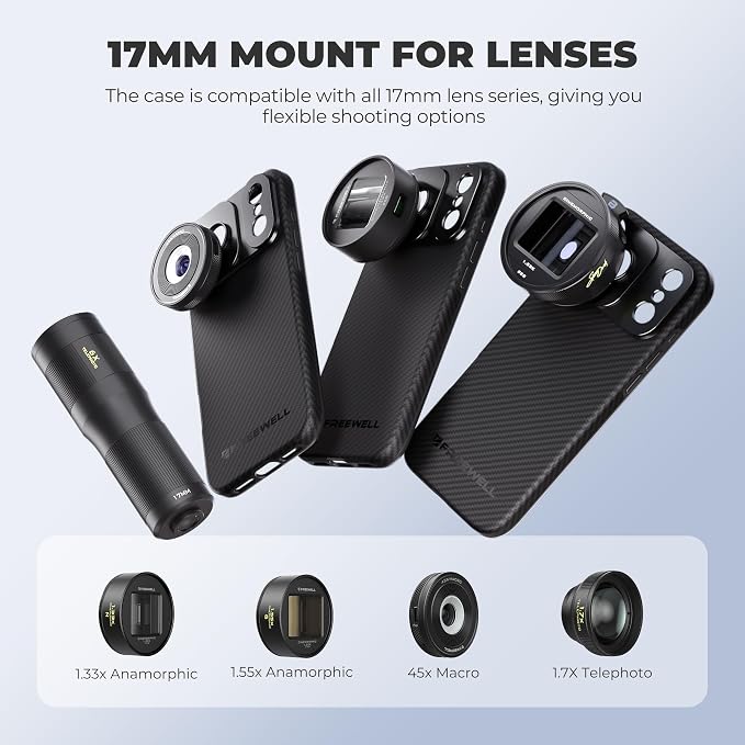 FREEWELL Pro Filmmaker Case for iPhone 17 Pro Max - Magnetic Filter & 17mm Lens Mount Black | Kevlar case with 17mm lens mount and MagSafe for filmmaking, photography and protection - Image 3