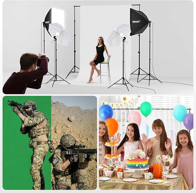 EMART Photography Lighting Kit with 8.5x10Ft Backdrop Stand,6x9FT Backdrops | Softbox Lighting Kit with 5500K 50W LED, Reflector, Umbrellas&Soft Box, Photo Studio Equipment for Portrait Video Shoot Vlog - Image 8