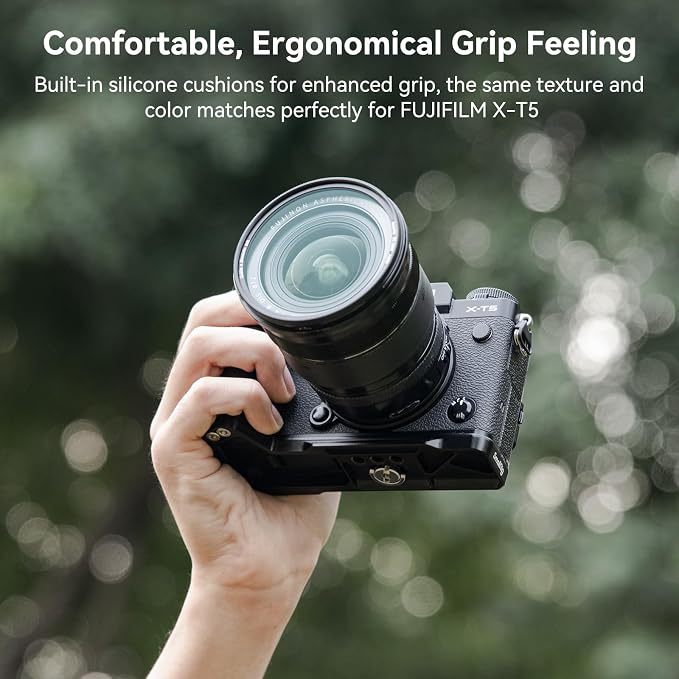 SMALLRIG Handgrip L-Shape Grip for FUJIFILM X-T5 with Shutter Button, Black | Built-in Quick Release Plate for Arca, 1/4"-20 holes, ergonomic silicone grip - Image 8