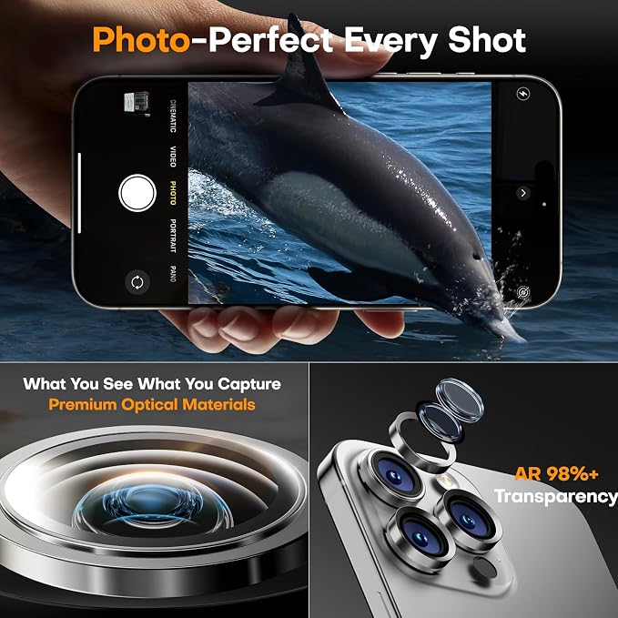 Camera Lens Protector for iPhone 16 Pro Max/16 Pro- Silver | 9H Tempered Glass, Metal Individual Camera Cover, Accessories, Anti-drop, Case Friendly, HD Clear, Anti-Scratch - Image 4
