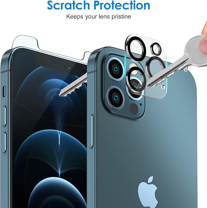 JETech Screen Protector for iPhone 12 Pro, 2+2 Pack | with Camera Lens Protector, HD Clear Tempered Glass, Face ID Compatible, Anti-Scratch Protection - Image 5