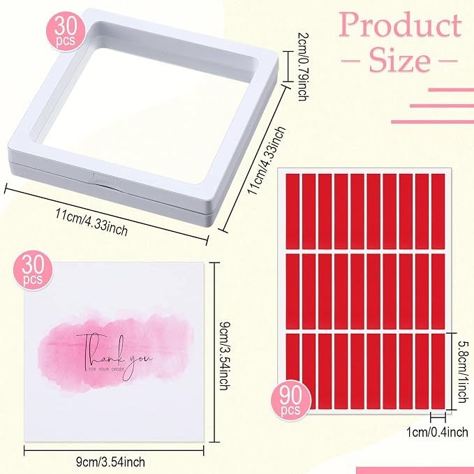 meekoo 30 Pcs Press on Nail Packaging Box with 90 Pcs Adhesive Double Sided Tape Artificial Nail Display Case Storage Container Box Acrylic Packaging Organizer for Art Home Salon(White) - Image 2