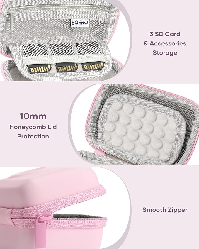SQERO Digital Camera Case for KODAK PIXPRO FZ45 FZ55 & CAMKORY 1080P | Compact Travel Bag with 3 SD Card Slots,Small Lightweight Pouch, Cute Gifts for Adults Kids - Image 4