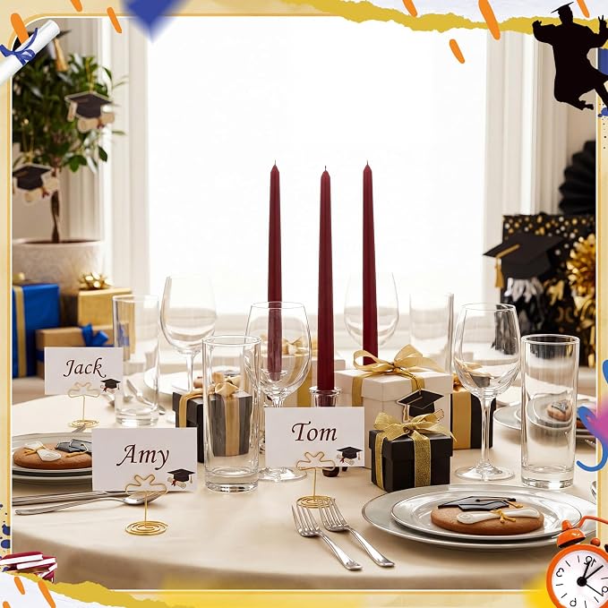 36 Pcs 2026 Graduation Gold Photo Holders for Table Centerpieces Metal Photo Holder Gold Picture Display Stands Menu Memo Clips for Graduation Party Table Decoration Supplies(Certificate) - Image 4