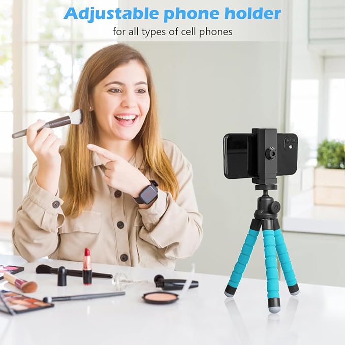 Ubeesize Portable Tripod Stand with Wireless Remote & Clip, Flexible Phone Holder for Video Recording (Blue) - Image 5