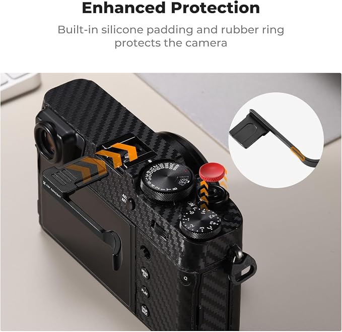 K&F CONCEPT Camera Thumb Grip with Red Shutter Button Compatible with FUJIFILM X100VI X100V, Black - Image 5
