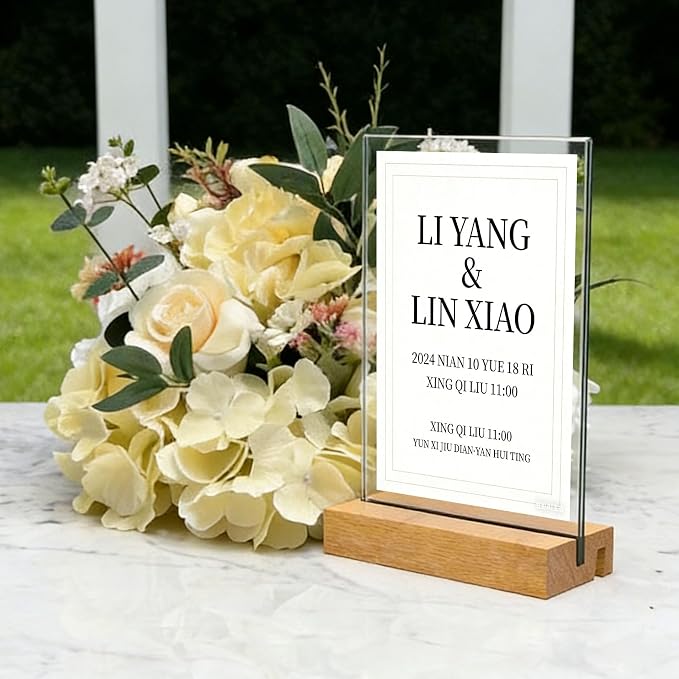 4x6 Inch Acrylic Sign Holder with Wooden Base, Desktop Display Stand (4x6 6Pack) - Image 6
