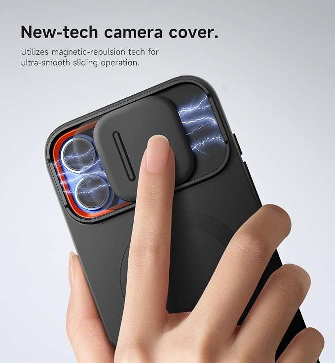 SURITCH for iPhone 16 Plus Case with Magnetic Camera Slide Cover and Adjustable Kickstand, Compatible with MagSafe, Shockproof Bumper Case Slim Protective Cover for iPhone 16 Plus 6.7 Inch, Black - Image 4