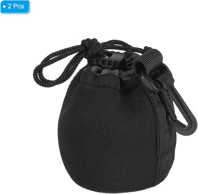 PATIKIL Camera Lens Bag, 2 Pcs 2.8" IDx3.9 H Drawstring Lens Pouch with Thick Protective Neoprene, Lens Case for DSLR Camera Lens, Water Coffee Cups Black - Image 3
