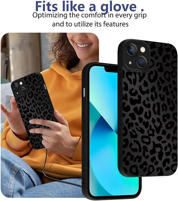 Cute Black Cheetah Print Phone Case for iPhone 13 6.1" | Aesthetic Leopard Pattern Design Cover Full Camera Lens Protective Shockproof Soft Slim TPU Funda for Men Women Girls - Image 7