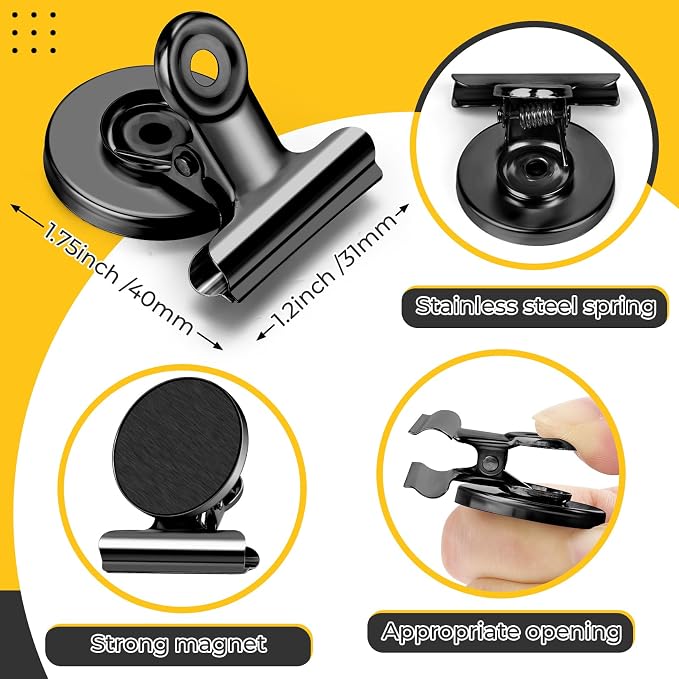 20 Pack Magnetic Clips, Fridge Magnets Refrigerator Magnets, Black Magnet Clips for Whiteboard, Clip Magnets for Photo Displays, Home, Office, Classroom - Image 3