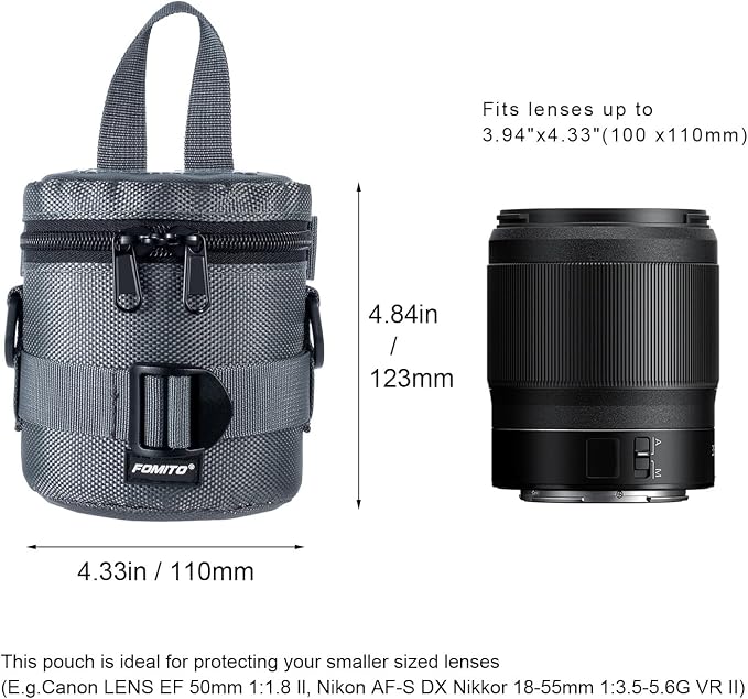 FOMITO Water-Resistant Camera Lens Pouch Bag - Shockproof Protective Case 3.94"x4.33" - Image 7
