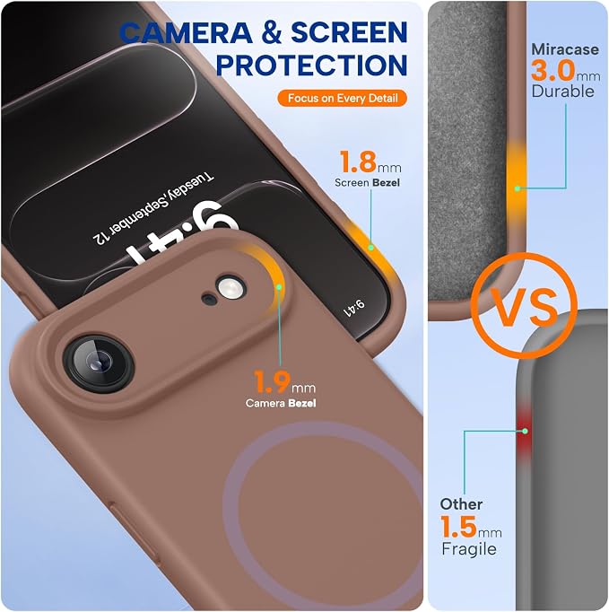 Miracase Magnetic for iPhone Air Case, Silicone, Chocolate | Compatible with MagSafe, Soft Microfiber Lining,Silicone Shockproof Drop Protection Phone Case for 17 Air - Image 2
