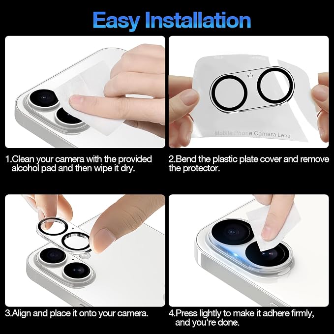 WHPXJY 2025 New Upgrade for 3 pack iPhone 17 Camera Lens Protector-Tempered Glass Cover, 9H+ Shatterproof/Anti-scratch/Maintains Original Clarity/Easy to Install - Image 7