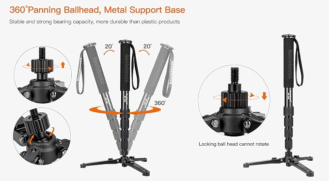 Koolehaoda Monopod Base Stand with Quick Folding Legs for DSLR Video | Tripod Feet Support for Monopod and Ball Head Desktop Stand Portable Unipod Base for Camera Camcorder - Image 4