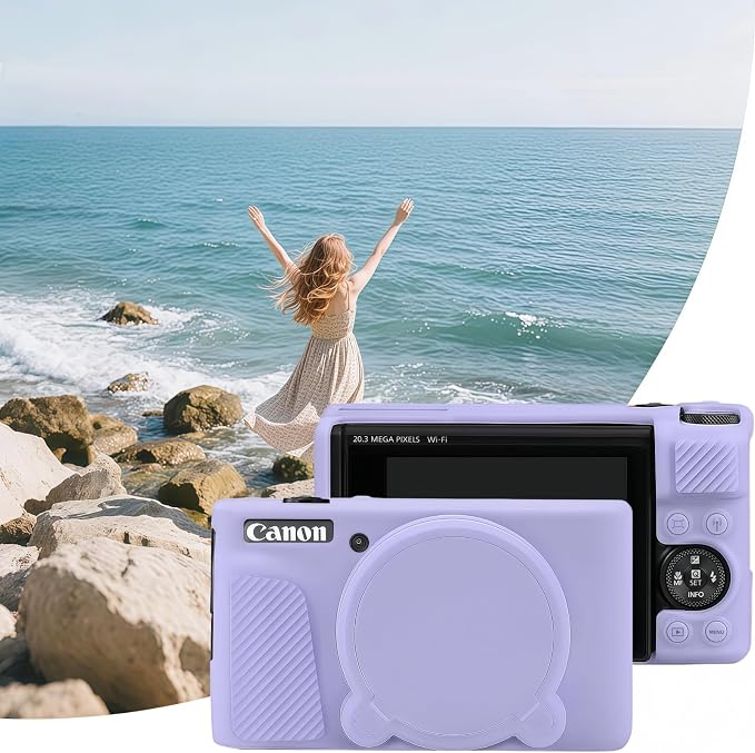Camera Case for Canon PowerShot SX740/ SX730 Digital Camera, SX740 HS Case | Soft Silicone Protective Case Removable Lens Cover, Comes with 2 Screen Protectors and 1 Wrist Strap. (Lilac) - Image 6
