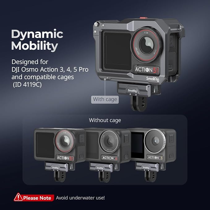 SMALLRIG Magnetic Mount Adapter for DJI Action 5/4/3/Osmo 360-3662B | Quick-Release Aluminum Base with 1/4" Thread, Foldable Connector for Tripods/Selfie Sticks/Vlogging Accessories - Image 2
